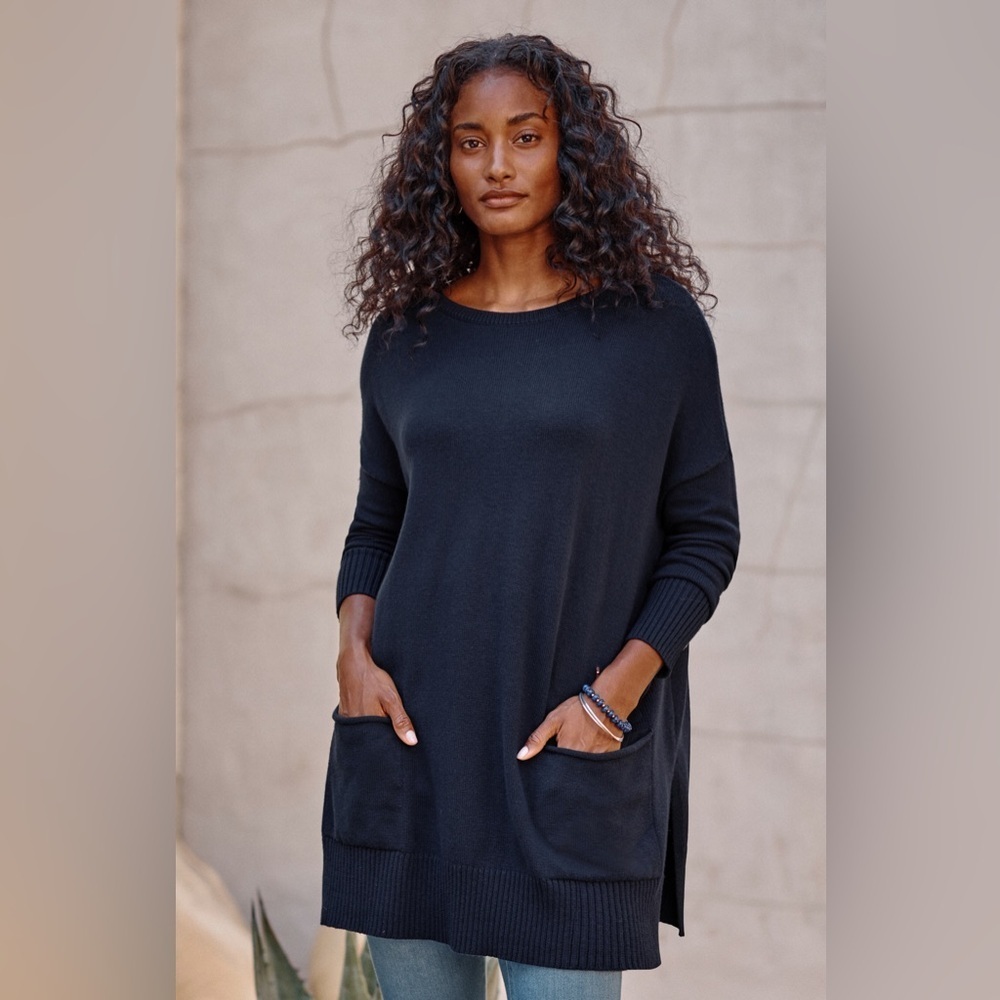 J.Jill Pure Jill Elements Tunic Sweater Dress Martim Blue ST Small Tall NWT Fall